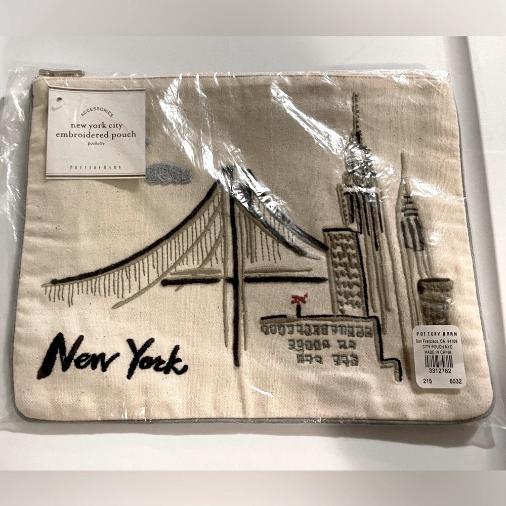 New Pottery Barn New York Embroidered Makeup Pouch, RARE! - Picture 4 of 14